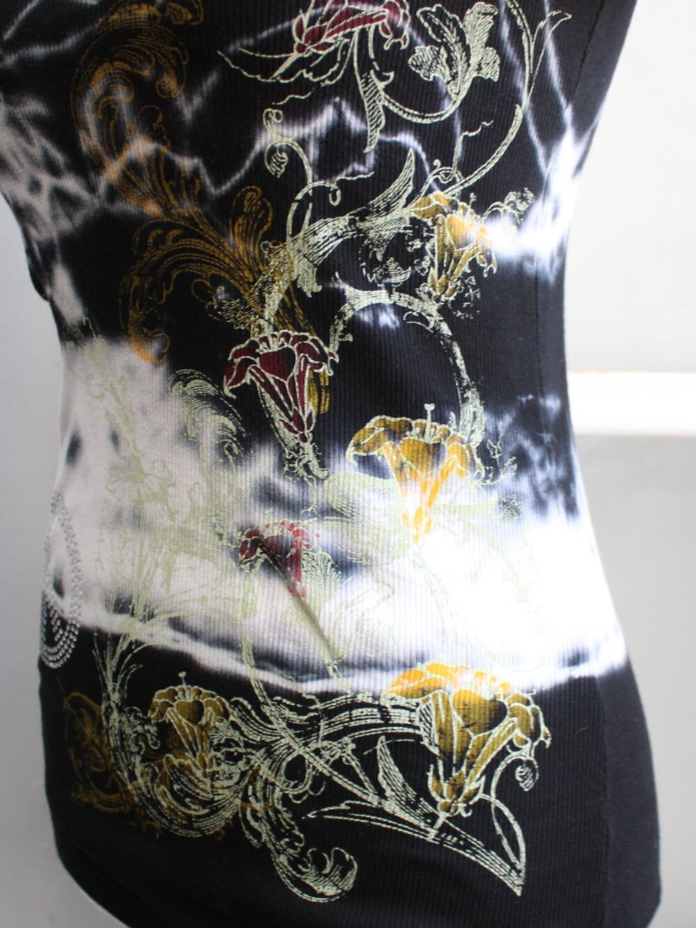 Vintage Y2K Sledge USA Embellished Graphic Tie Dye Black Sz Small Baby Tee - Picture 4 of 9